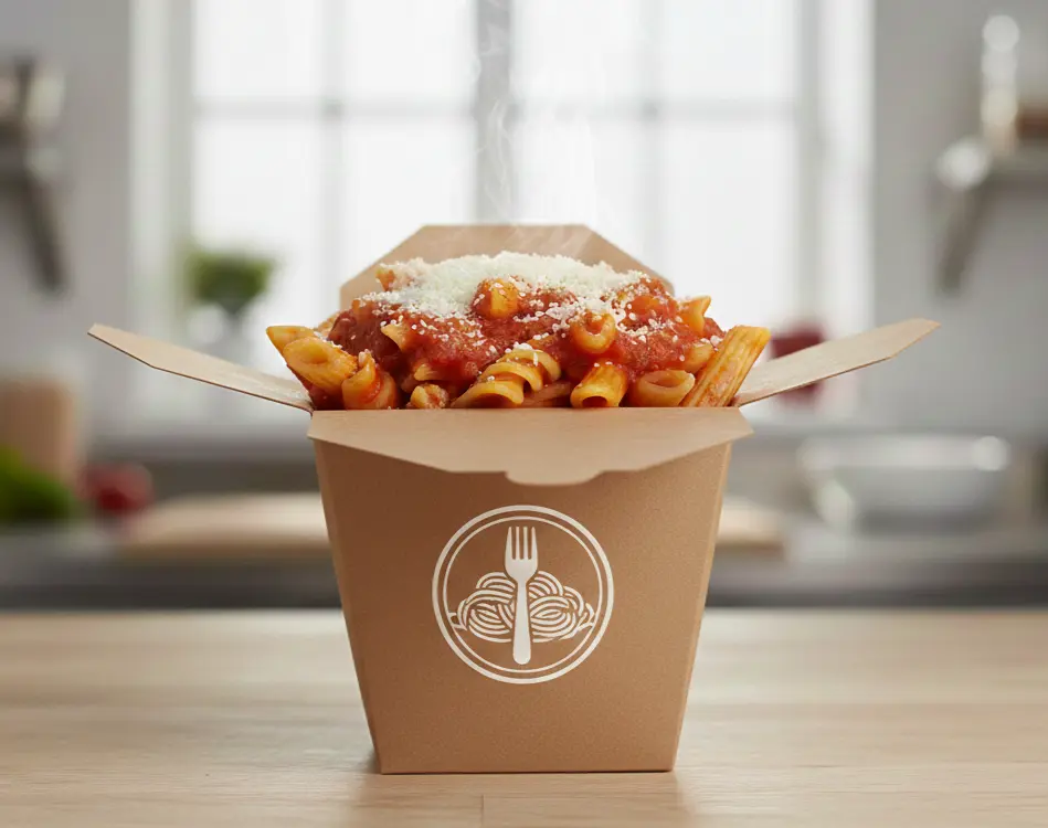 Personalisierte Salatschale aus braunem Kraftkarton
