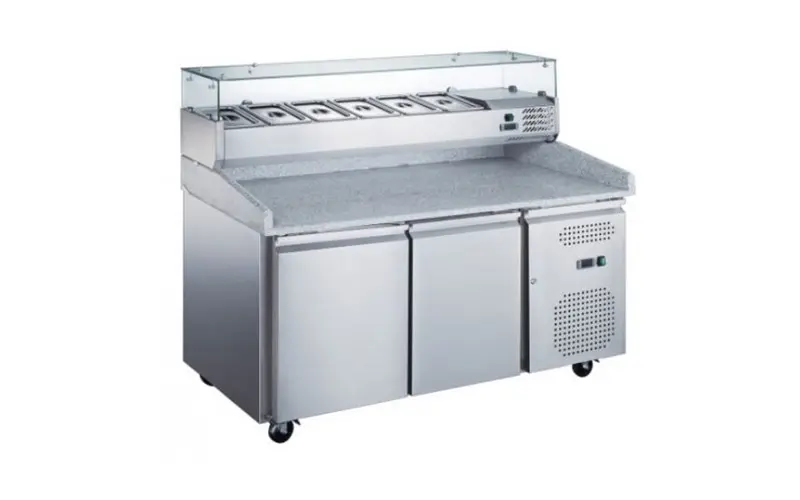 Table refrigeree inox a pizza 2 portes – bain-marie GN