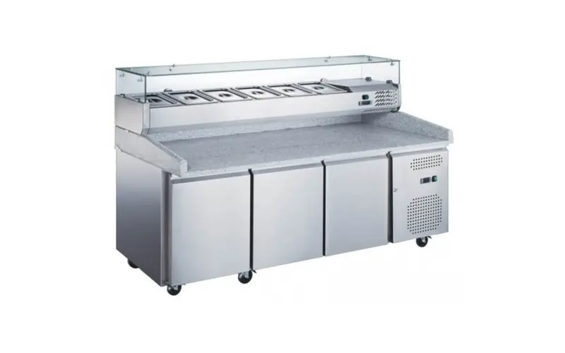 Edelstahl Pizzakühltheke 3 Türen