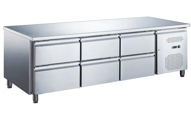 Table refrigeree inox positive 6 tiroirs – 0/+8°C – GN 1/1