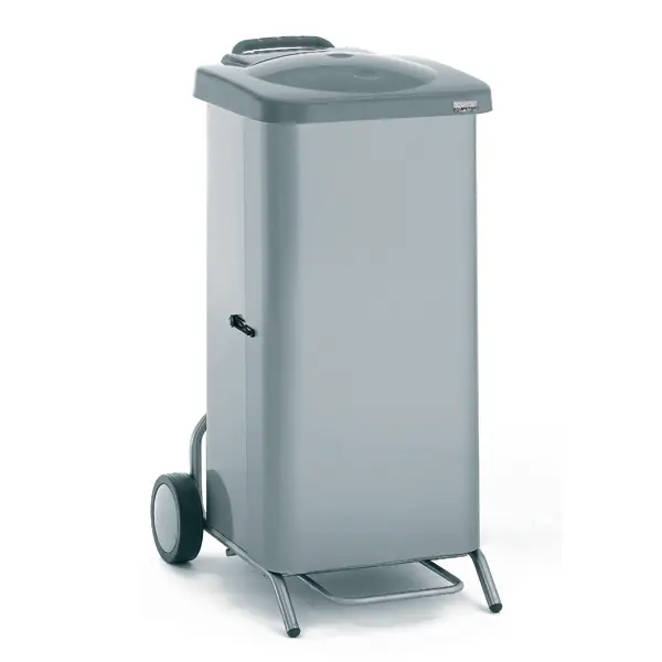 Tournus Porte-sac mobile avec habillage inox couvercle à pédale, pour sacs 70 litres