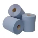 Papier d'essuyage à dévidage central 3 plis collés bleu – F&G – 6 rouleaux