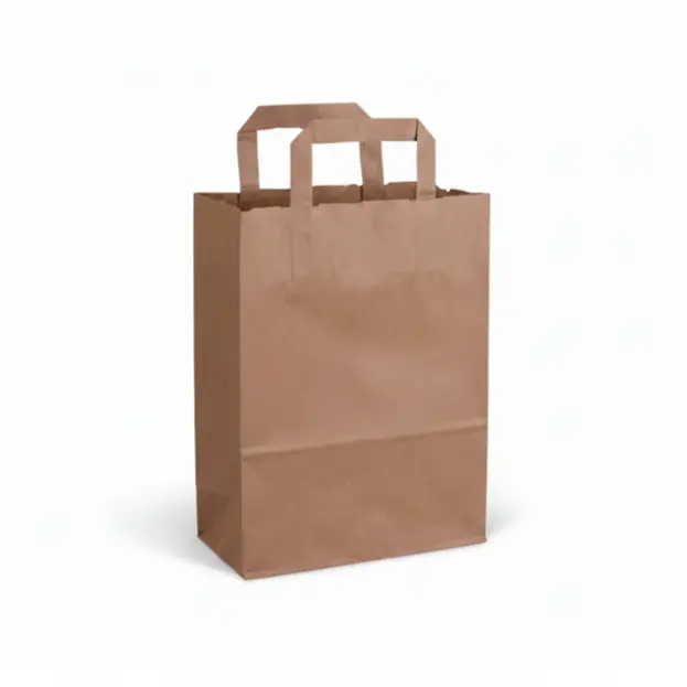 Paper carrier bag Kraft 22 x 11 x 28 cm, flat handle 250PCS