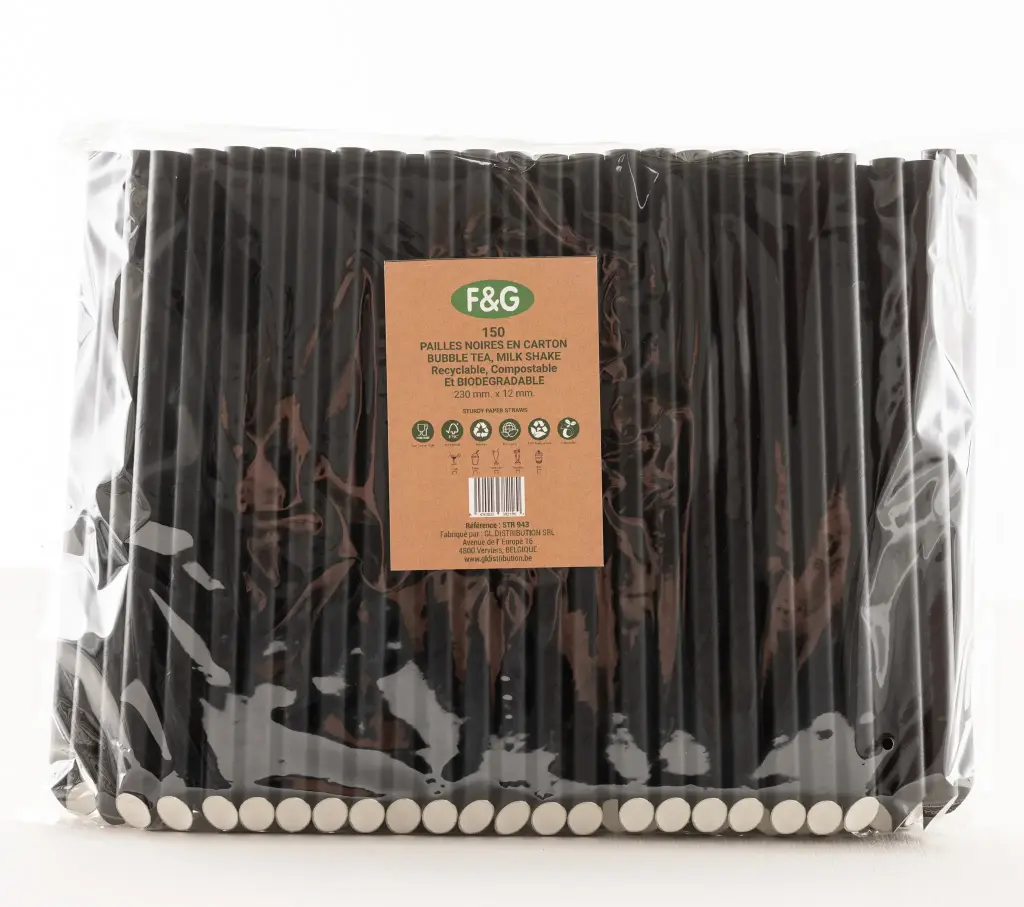 Papieren rietje Bubble Tea / Milkshake 230×12 mm – Doos van 20×150stuks (3000 stuks)