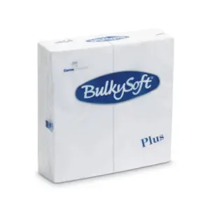 Serviettes BulkySoft® Napkins Plus Blanches Double Point 38x38 cm 800pcs Pliage 1/8 32039