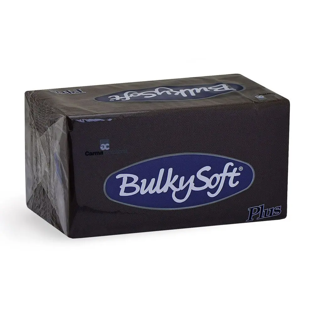 Serviettes BulkySoft® Napkins Plus Noires Double Point 38x38 cm 800pcs Pliage 1/8 32075