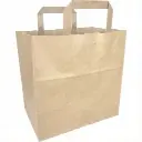 Tas met handvaten gerecycled kraftpapier, 70 gr, 26 x 17 x 26 cm, platte greep 250PCS – voedselverpakking