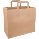Tragetasche Kraft-Papier recycelt, 70g, 32 x 21 x 30 cm, flache Griffe 250 Stück