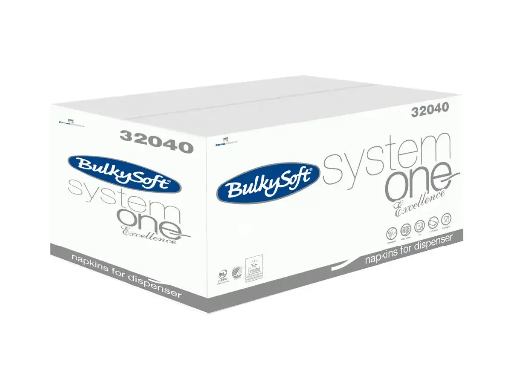 White napkins Bulkysoft System One Excellence 160x210 2-ply 20x200PCS