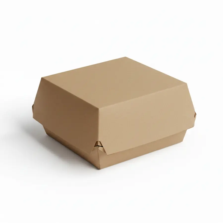 Hamburgerbox kraft 11.5x11.5x8cm – 400 stuks (4x100)