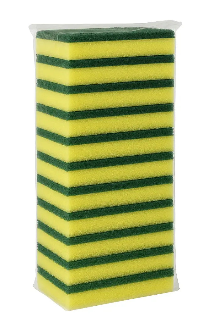 Groene en gele schuurspons 10PCS