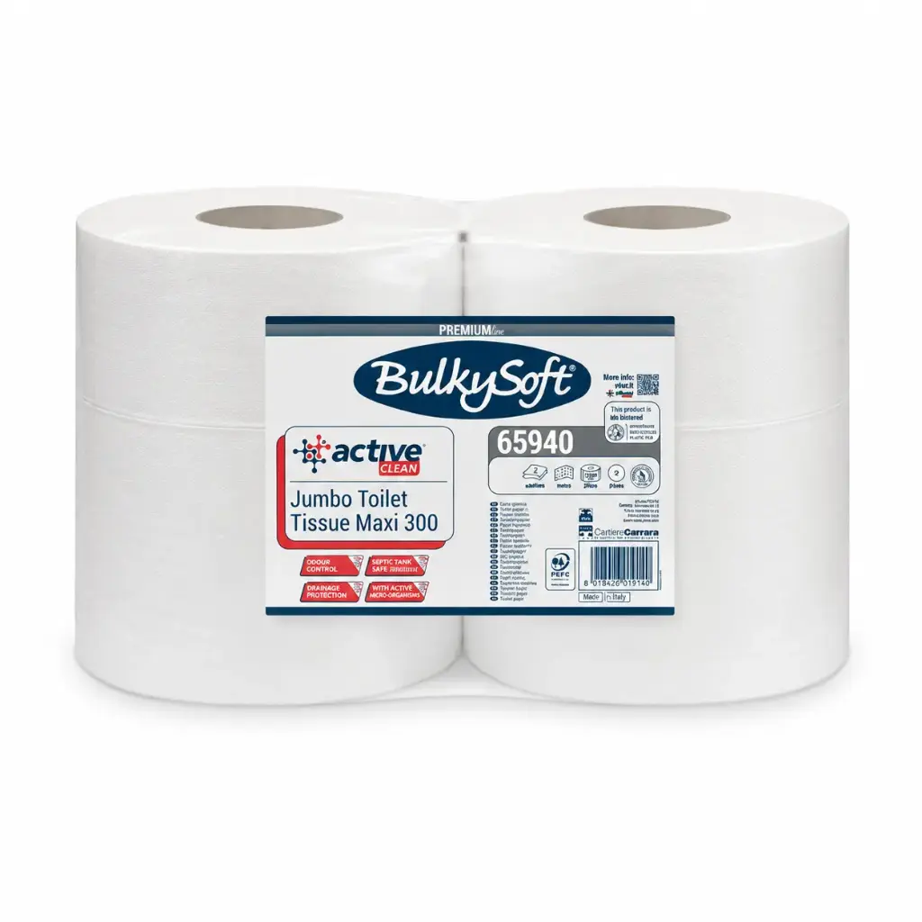 Papier toilette Active-Clean Maxi-Jumbo BulkySoft 65940 2 plis 6 rouleaux
