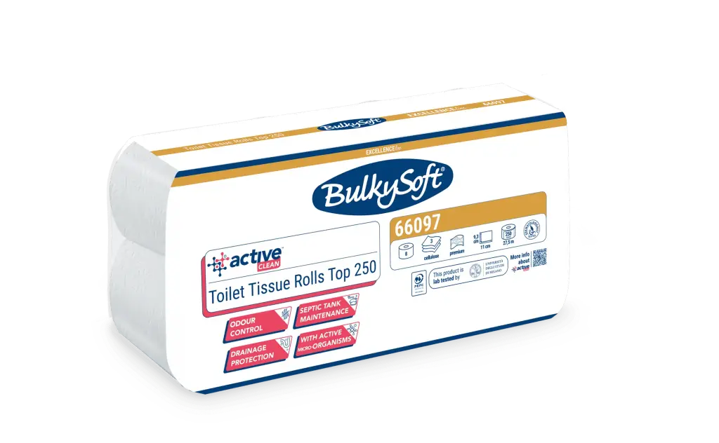 Toilettenpapier BulkySoft Active Clean 3-lagig 250 Blatt – 72 Rollen