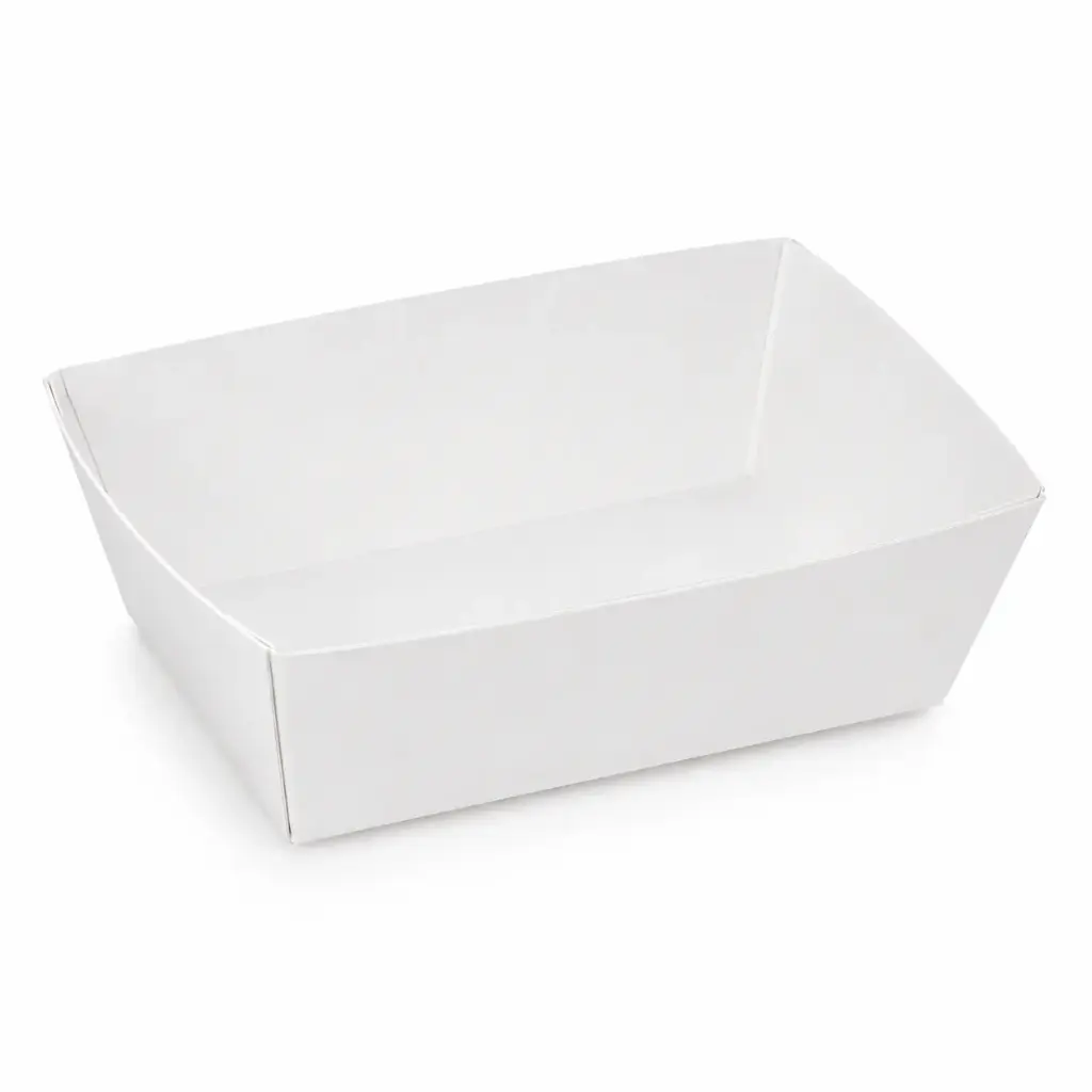 Pommes-frites-Schalen Karton weiß C90 – 135×70×45 mm – 250 Stück